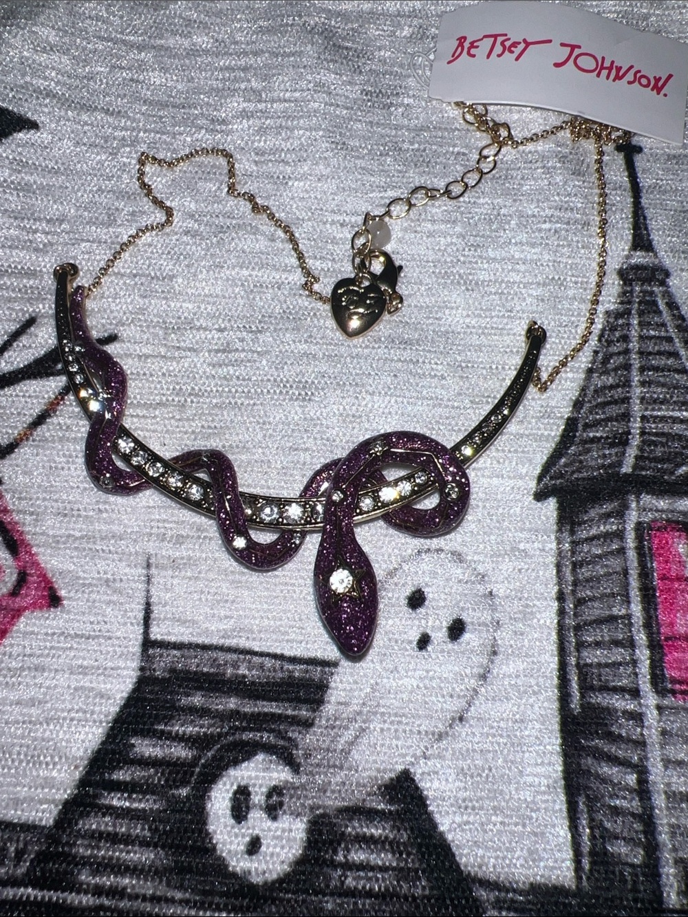BNWT Betsey Johnson Purple enamel Snake Statement Necklace